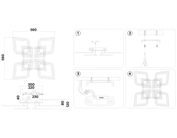 Потолочный светодиодный светильник с пультом Ambrella light ACRYLICA FA8912 