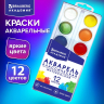Нарушена упаковка! <757448> Краски акварельные BRAUBERG 12 цветов "АКАДЕМИЯ КЛАССИЧЕСКАЯ", медовые, круглые кюветы, 192554