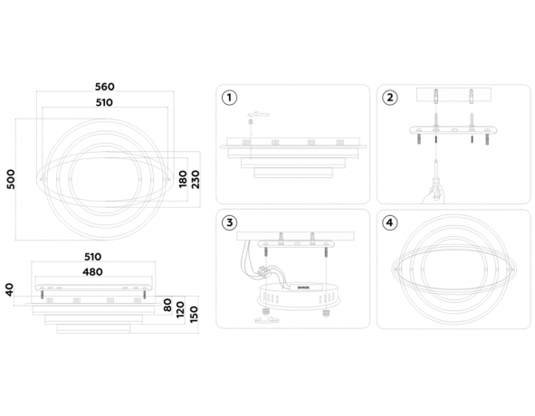 Потолочный светодиодный светильник с пультом Ambrella light ACRYLICA FA8522 
