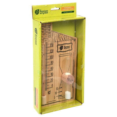 Нарушена упаковка!  <348501> Термометр с песочными часами 27,8х14х5,3 см для бани и сауны Банные Штучки 18036