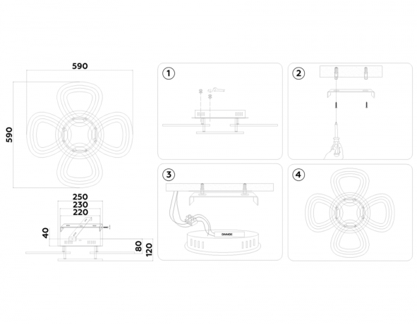 Потолочный светодиодный светильник с пультом Ambrella light ACRYLICA FA8925 