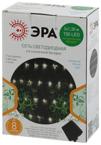 Гирлянда на солнечной батарее холодный свет 2м*1,35м Эра ERASS024-15