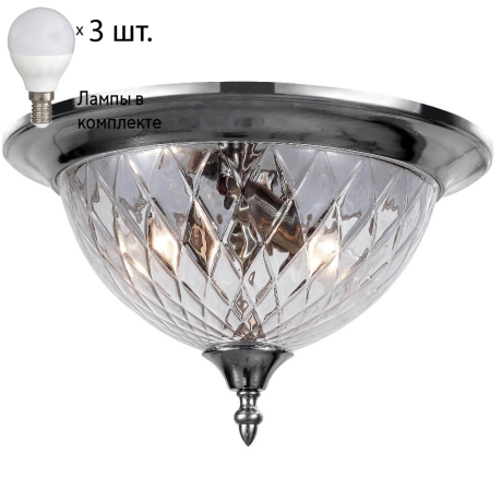 Потолочный светильник Crystal Lux с лампочками Nuovo PL3 Chrome+Lamps E14 P45 