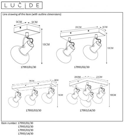 17993/03/30 Спот диммируемый Lucide Madee 