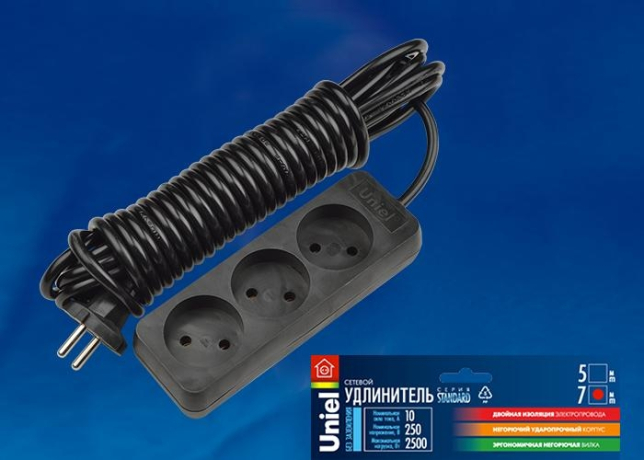 S-CD3-7 Удлинитель 3гн х 7м б/з Uniel Standard (UL-00003606)