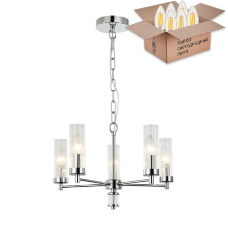 Подвесная люстра с лампочками Favourite Aesthetic 2672-5P+Lamps E14 Свеча 
