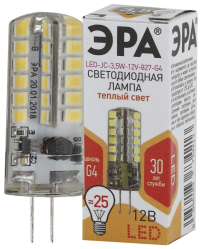 Лампа светодиодная ЭРА G4 3,5W 2700K прозрачная LED JC-3,5W-12V-827-G4 Б0033195