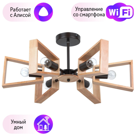 Потолочная люстра на штанге Arte Lamp Brussels с поддержкой Алиса A8030PL-6BK-A 