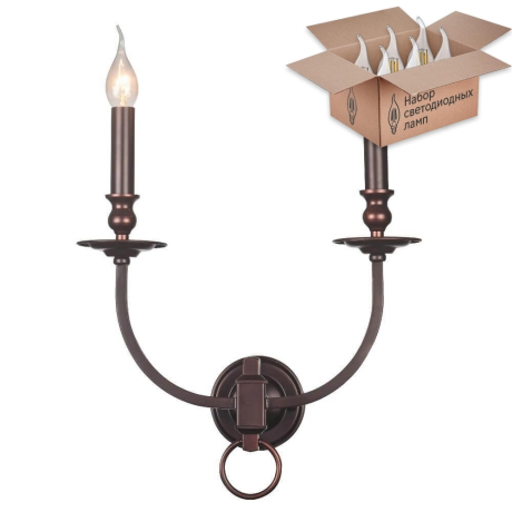 Бра Crystal Lux с лампочками Suerte Brown AP2+Lamps E14 Свеча 