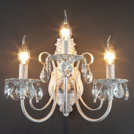 Бра Eurosvet Alda 3305/3  белый с золотом/прозрачный хрусталь Strotskis 