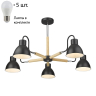 Люстра на штанге с лампочками Velante 230-023-05+Lamps E27 P45 