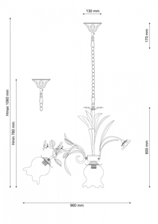 Подвесная люстра с лампочками Lucia Tucci Fiori Di Rose 184.8.1+Lamps 