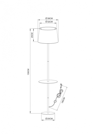 Торшер с полкой Arte Lamp Connor A2102PN-1WH 