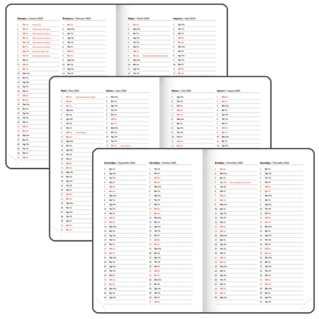 Нарушена упаковка!  <795148> Ежедневник датированный 2026, А5, 150x213 мм, BRAUBERG "Up", под кожу, софт-тач, держатель для ручки, красный, 117120