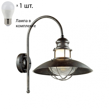 Уличный настенный светильник со светодиодной лампочкой E27, комплект от Lustrof. №142352-694218