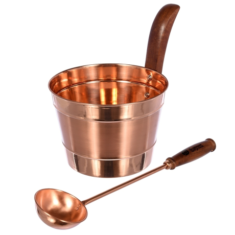 Нарушена упаковка!  <296475> Набор из меди: Бадья 4 л и ковш ''Банные штучки'' 32035