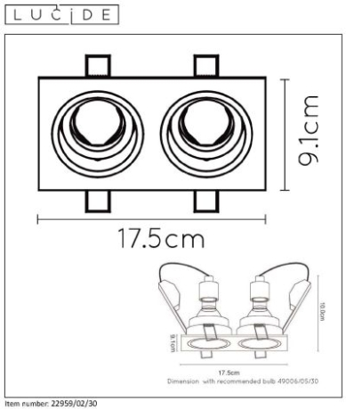 Встраиваемый светильник Lucide Embed 22959/02/30 
