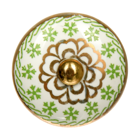 Нарушена упаковка!  <303148> 66103 BLUMEN HAUS Ручка металлическая для мебели ''Зеленый чай'', цвет зеленый, рисунок золотой /300/6