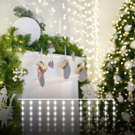 2*2,6м. Гирлянда занавес Роса теплый свет Eurosvet 230V 200-006 (a060422)