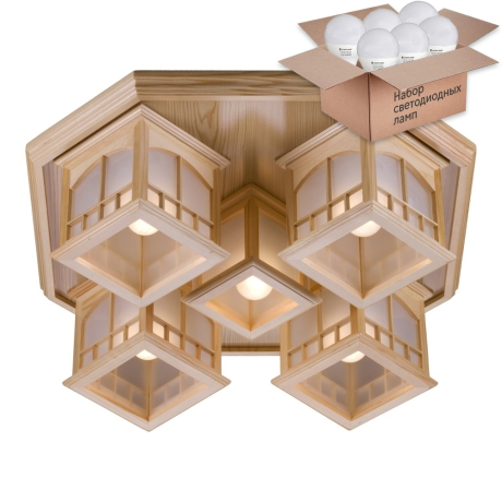 Потолочный светильник с лампочками Velante 513-717-05+Lamps E27 P45 