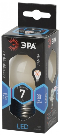 Светодиодная лампа Е27 7W 4000К (белый) Эра F-LED P45-7W-840-E27 frost (Б0027959) 