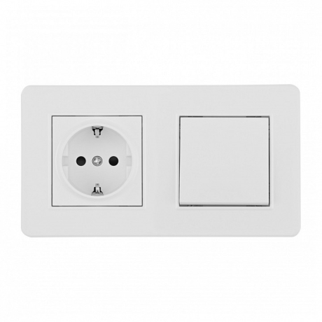 Блок с розеткой и выключателем Arte Milano SET16-2 SET16-2-40-1-30-1 white 