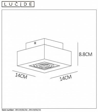 Потолочный поворотный светильник Lucide Xirax 09119/06/30 