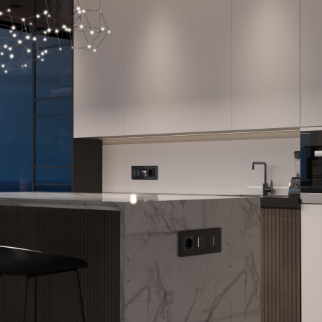 Выключатель сенсорый одноклавишный с подсветкой, без рамки Werkel черный W4512008 