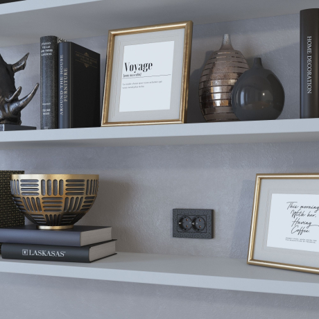 Розетка двойная с заземлением, без рамки Werkel Hammer черный W1272008