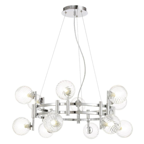Подвесная люстра с лампочками CRYSTAL LUX Luxury SP12 Chrome+Lamps 