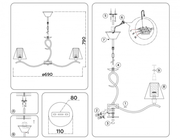 Подвесная люстра Ambrella Light HIGH LIGHT LH57081 
