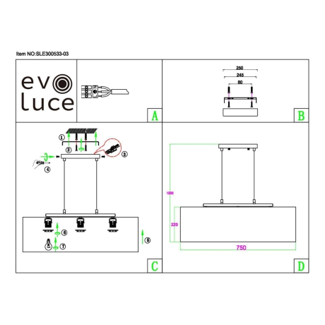 Подвесной светильник EVOLUCE Brescia SLE300533-03 