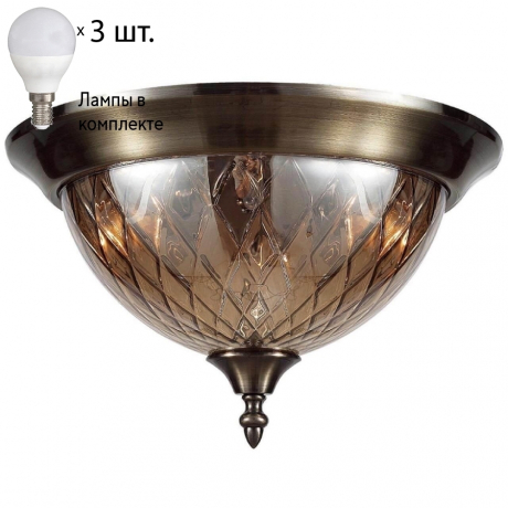 Потолочный светильник Crystal Lux с лампочками Nuovo PL3 BR+Lamps E14 P45 