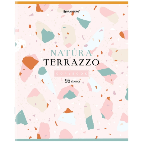 Нарушена упаковка! <605495> Тетрадь А5, 96 л., BRAUBERG, скоба, клетка, TWIN-лак, "Natura Terrazzo", 404431 (404431)