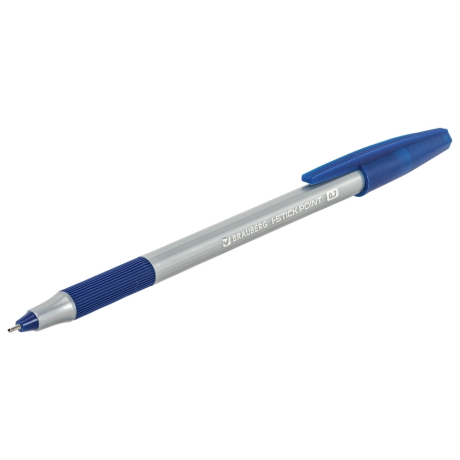 Нарушена упаковка! <709748> Ручка шариковая с грипом BRAUBERG "i-STICK POINT", СИНЯЯ, корпус серый, игольчатый узел 0,7 мм, линия письма 0,35 мм, 144021