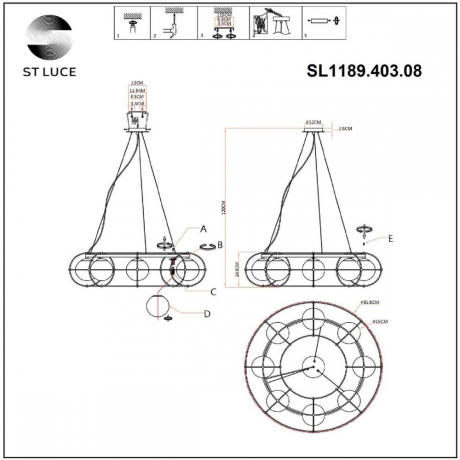 Подвесная люстра ST-Luce Beata SL1189.403.08 