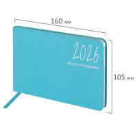 Нарушена упаковка!  <795223> Еженедельник датированный 2026 МАЛЫЙ ФОРМАТ 105х160 мм, А6, BRAUBERG "Blaze", фольга, голубой, 117214