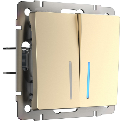 Выключатель двухклавишный с подсветкой без рамки Werkel шампань W1120111
