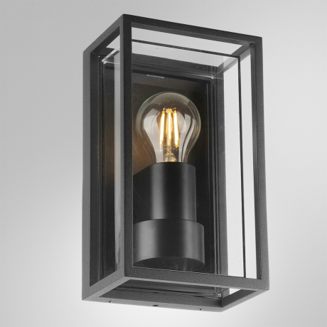 Уличный настенный светильник с лампочкой Arte lamp A2322AL-1BK+Lamps
