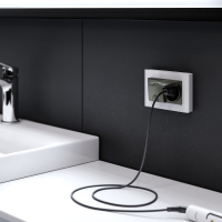 Розетка двойная влагозащищенная с заземлением и со шторками, без рамки с крышкой Werkel черный матовый W1172208