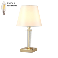 Настольная лампа в комплекте с лампочкой  CRYSTAL LUX NICOLAS LG1 GOLD/WHITE+Lamps