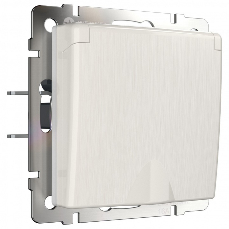 Розетка влагозащищенная с заземлением и со шторкой, без рамки с крышкой Werkel перламутровый рифленый W1171213