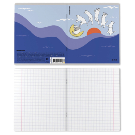 Нарушена упаковка!  <797132> Тетрадь обложка пластик, А5, 48 л., скоба, клетка, ERICH KRAUSE, "Cat Day" (микс в спайке), 54159 (405267)