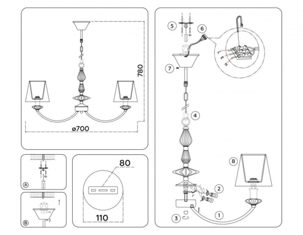 Подвесная люстра Ambrella Light HIGH LIGHT LH75024