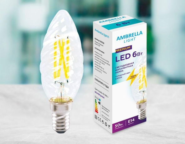 Лампа светодиодная Ambrella Light С37 E14 6Вт 6400K 202126 