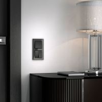 Выключатель проходной двухклавишный без рамки Werkel Hammer черный W1222008