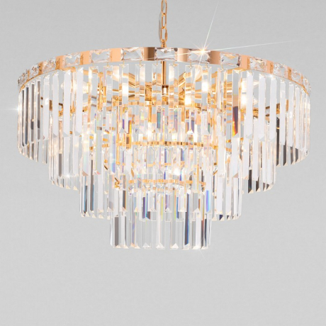 Подвесная люстра Eurosvet Elegante 10130/10 золото/прозрачный хрусталь Strotskis 
