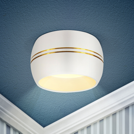 Нарушена упаковка!  <290823> Встраиваемый светильник под лампу GX53 ЭРА KL81 WH/GD белый/золото Б0049010