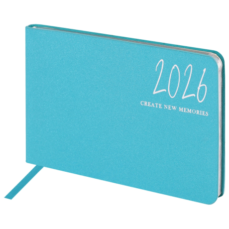 Нарушена упаковка!  <795223> Еженедельник датированный 2026 МАЛЫЙ ФОРМАТ 105х160 мм, А6, BRAUBERG "Blaze", фольга, голубой, 117214