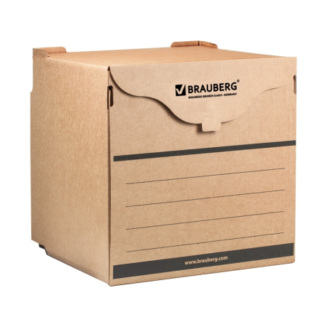 Нарушена упаковка!  <199255> Короб архивный (330х310х340 мм) фронтальная загрузка для регистраторов/накопителей, липучка, гофрокартон, BRAUBERG, 122033 (122033)
